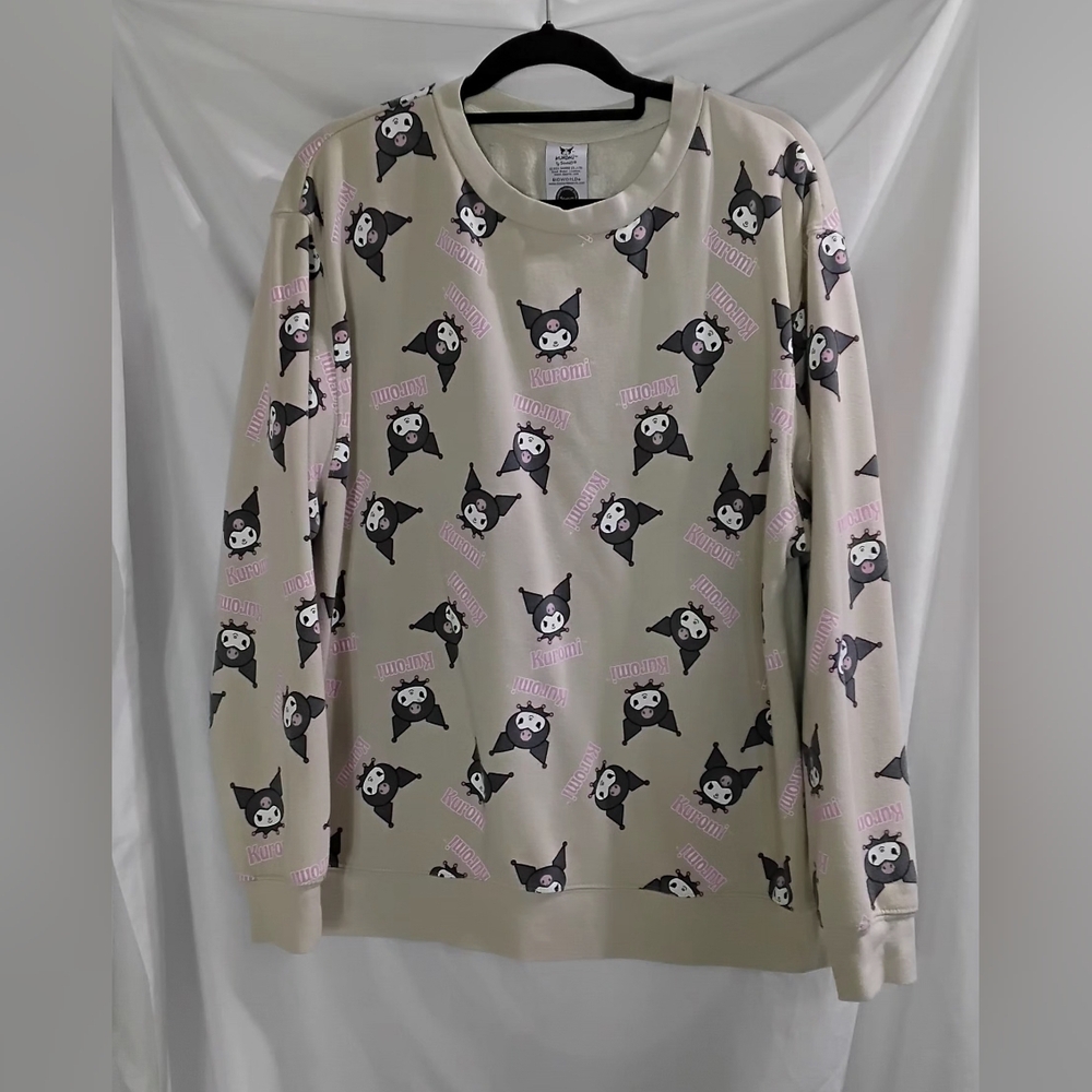 Bioworld Kuromi By Sanrio Womens Beige Pullover Sweatshirt Size XLarge